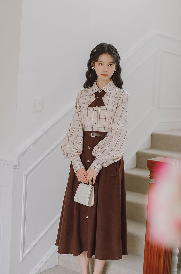Button Suede Midi Skirt (2 Colors)
