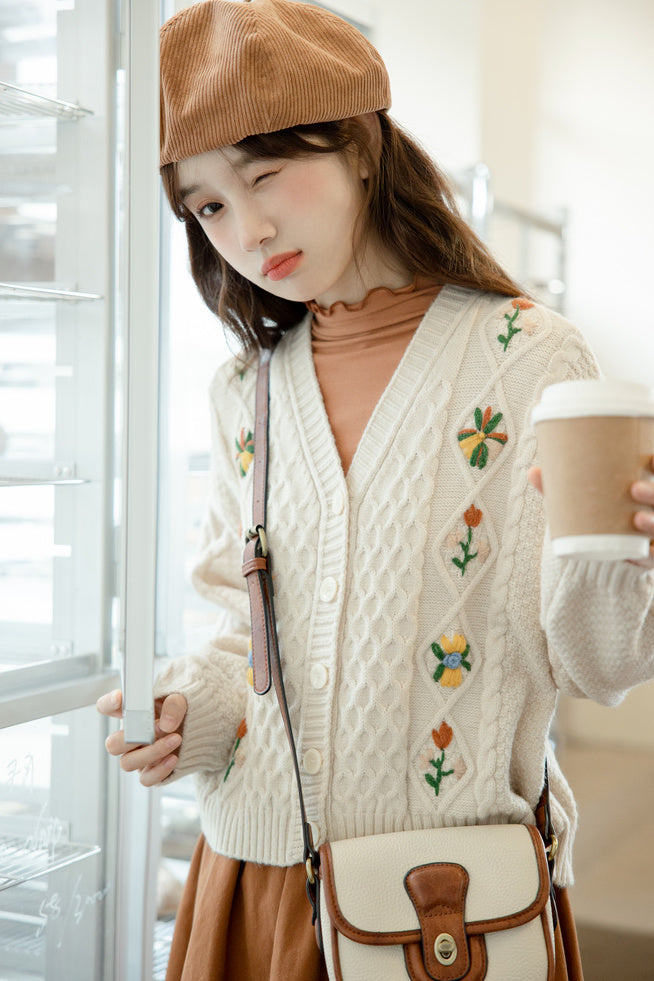 Fall Florals Embroidered Cardigan (3 Colors)