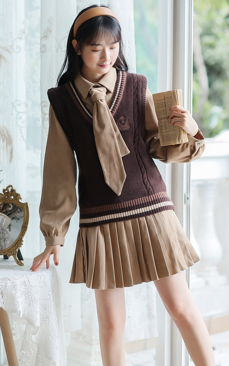 Prep School Vest & Dress Set (3 Colors)