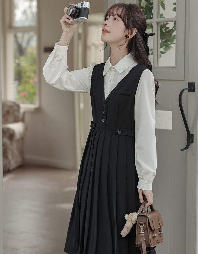 Journalist Midi Pinafore Set (2 Colors)