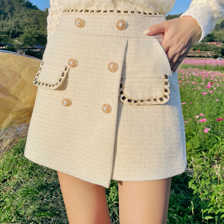 Preppy Tweed Asymmetrical Shorts (2 Colors)