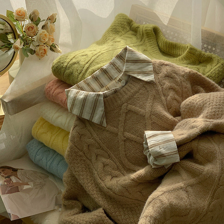 Macaron Cable Knit Sweater (6 Colors)