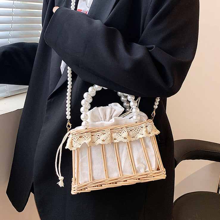 Boxy Straw & Pearl Bag (2 Styles)