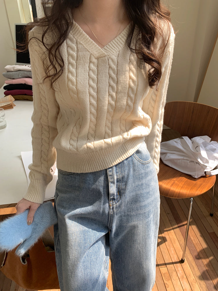 Cable Knit Polo Sweater (6 Colors)