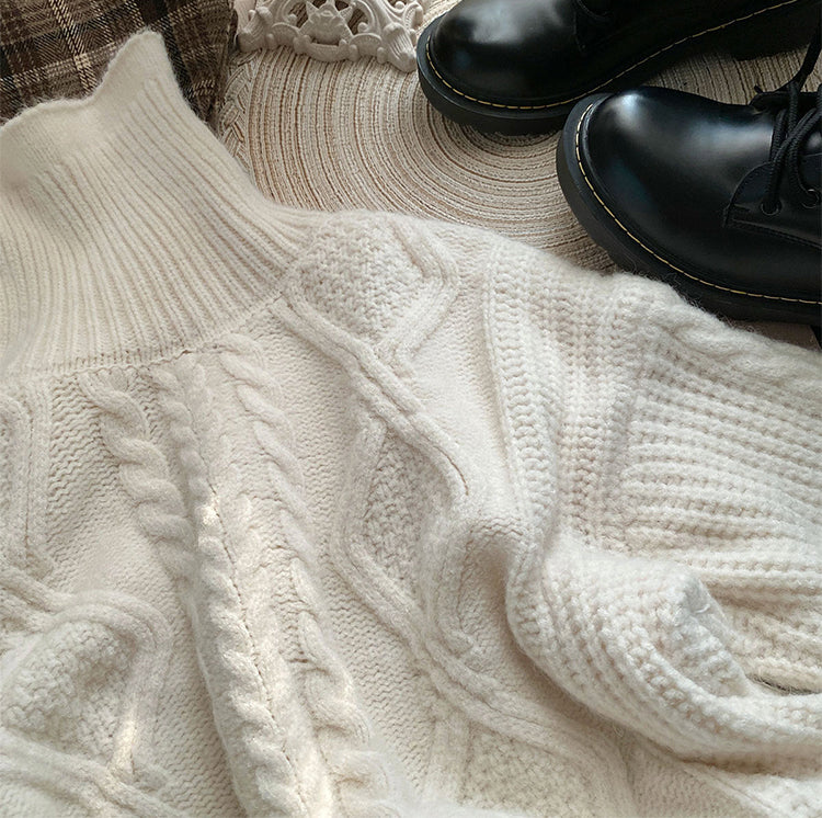 Cable Knit Turtleneck Sweater (5 Colors)