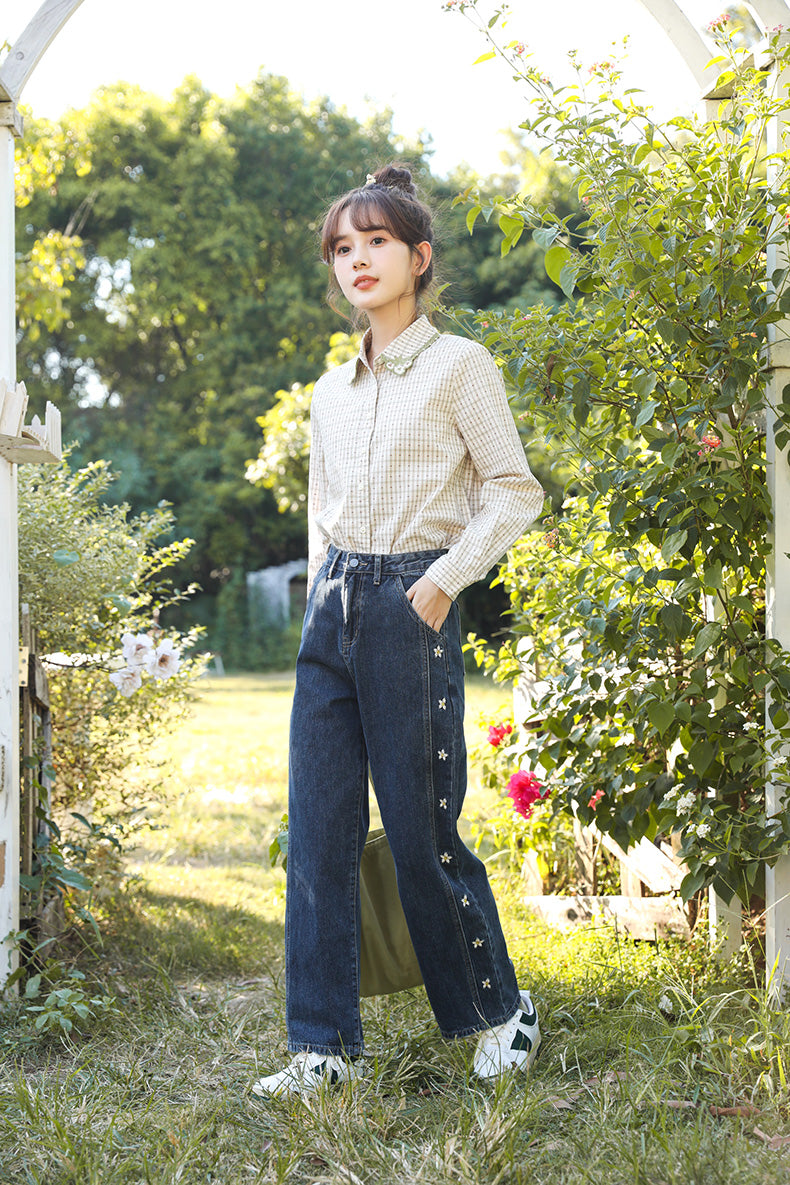 Jasmine Floral Embroidered Jeans (Dark Denim)