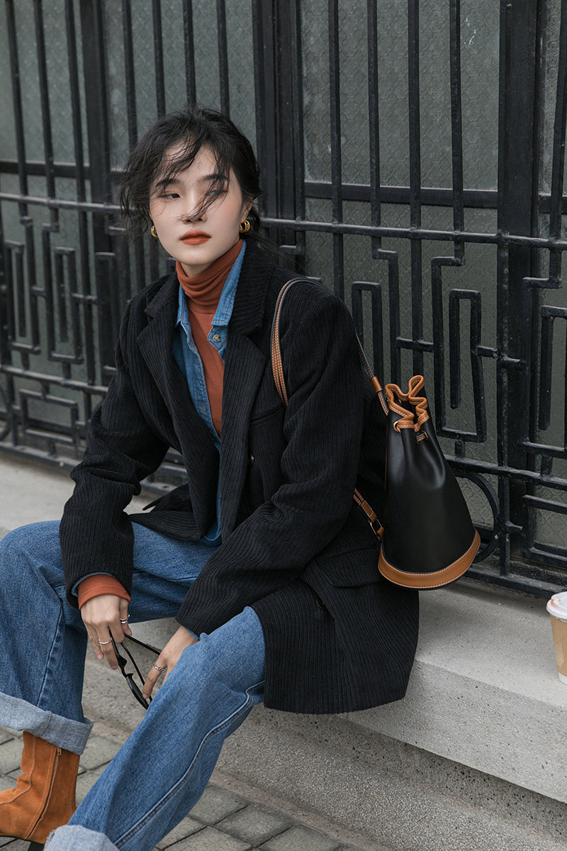 Corduroy Double Breasted Blazer Jacket (7 Colors)
