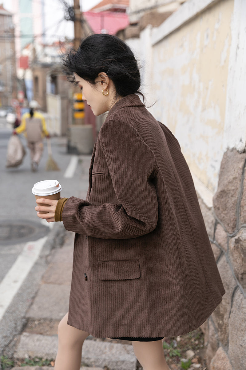 Corduroy Double Breasted Blazer Jacket (7 Colors)