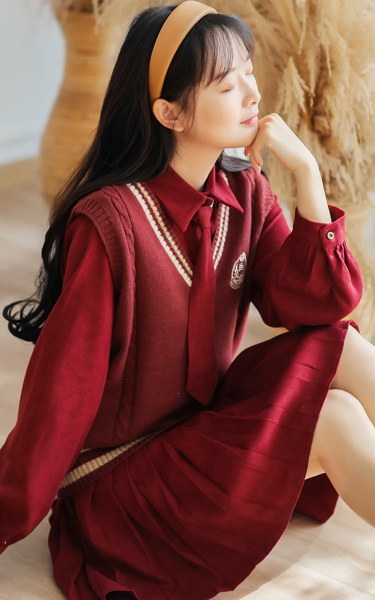 Prep School Vest & Dress Set (3 Colors)