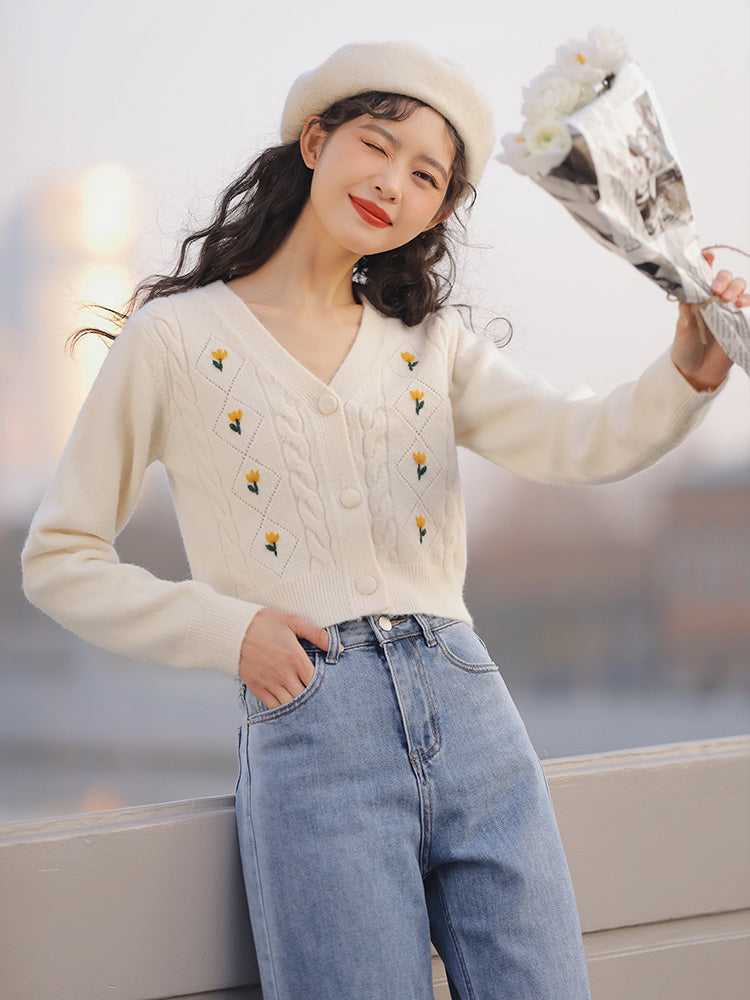 Little Tulip Cropped Cardigan (4 Colors)