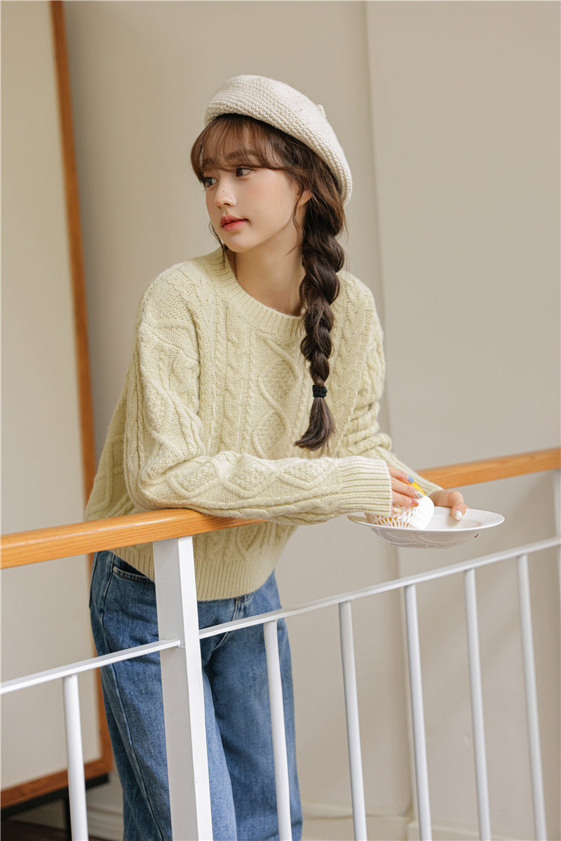 Basic Cable Knit Sweater (6 Colors)