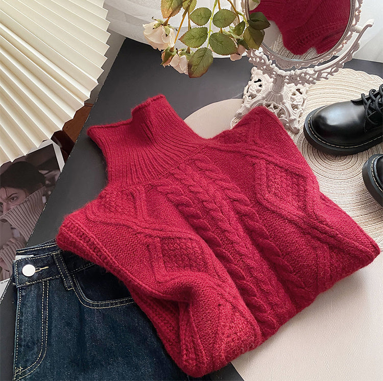 Cable Knit Turtleneck Sweater (5 Colors)