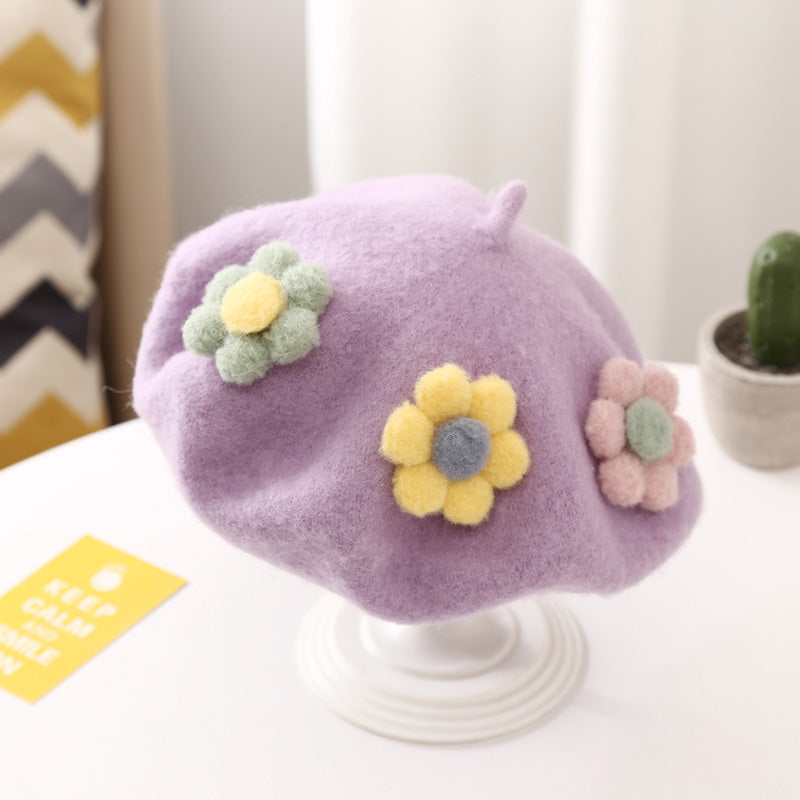 Daisy Pom Pom Beret (10 Colors)