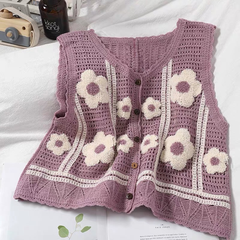 Daisy Crochet Vest (4 Colors)