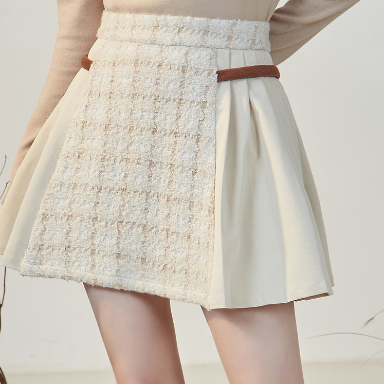 Latte Plaid Tweed Jacket / Skirt (Cream/Brown)