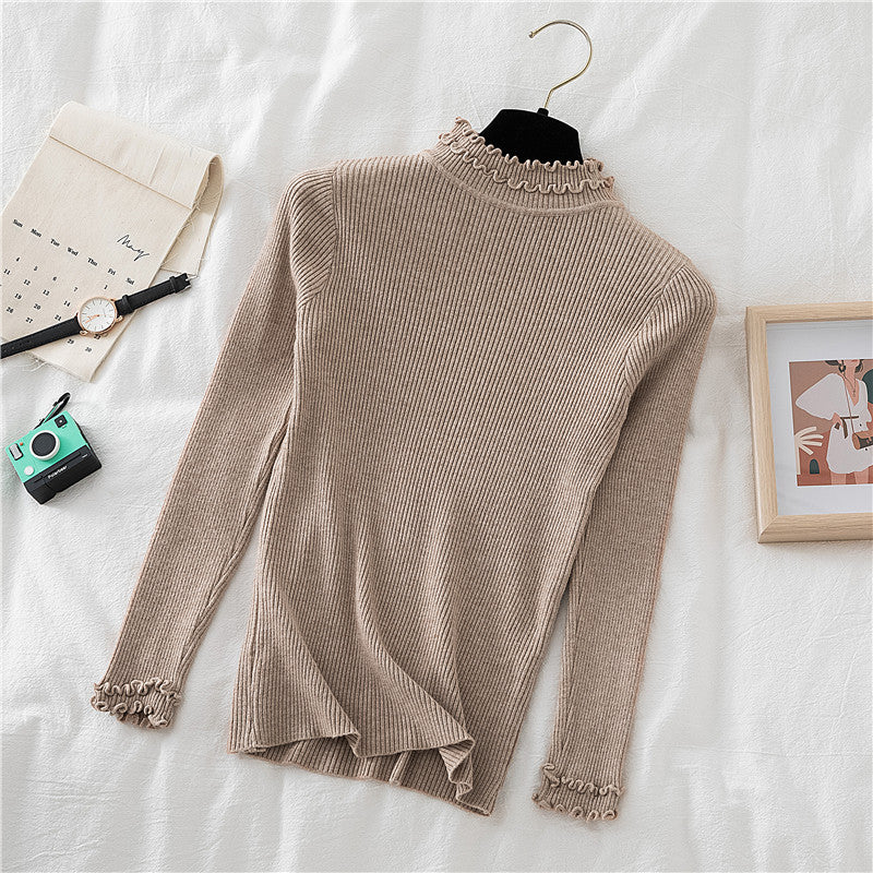 Basic Frilly Mock Neck Sweater (17 Colors)