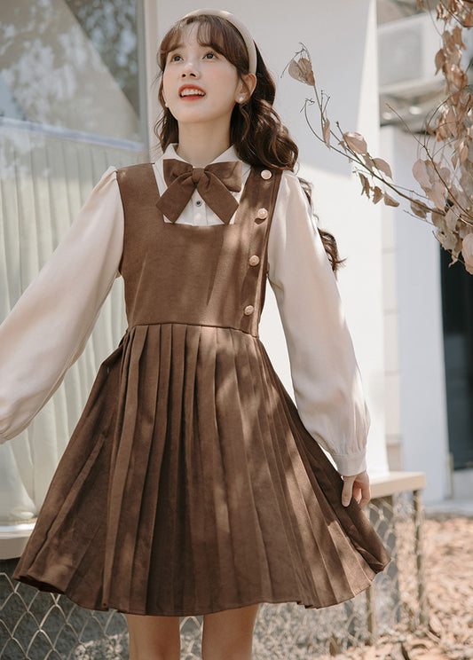 Varsity Pleated Twofer Dress (2 Colors)