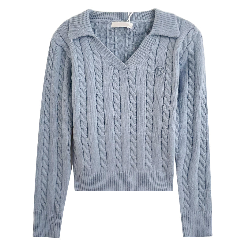 Cable Knit Polo Sweater (6 Colors)