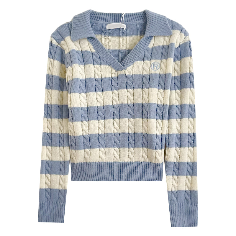 Cable Knit Polo Sweater (6 Colors)