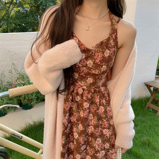 Vintage Rose Corduroy Cami Dress