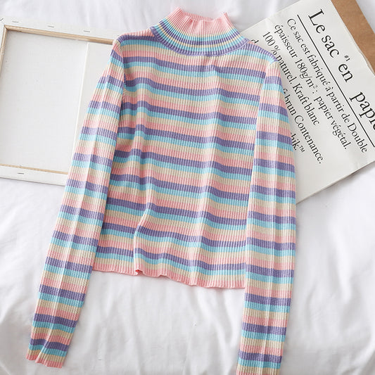 Rainbow Mock Neck Sweater (2 Colors)