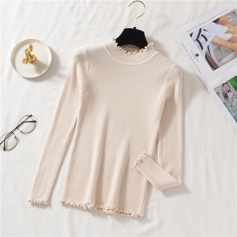 Basic Frilly Mock Neck Sweater (9 Colors)