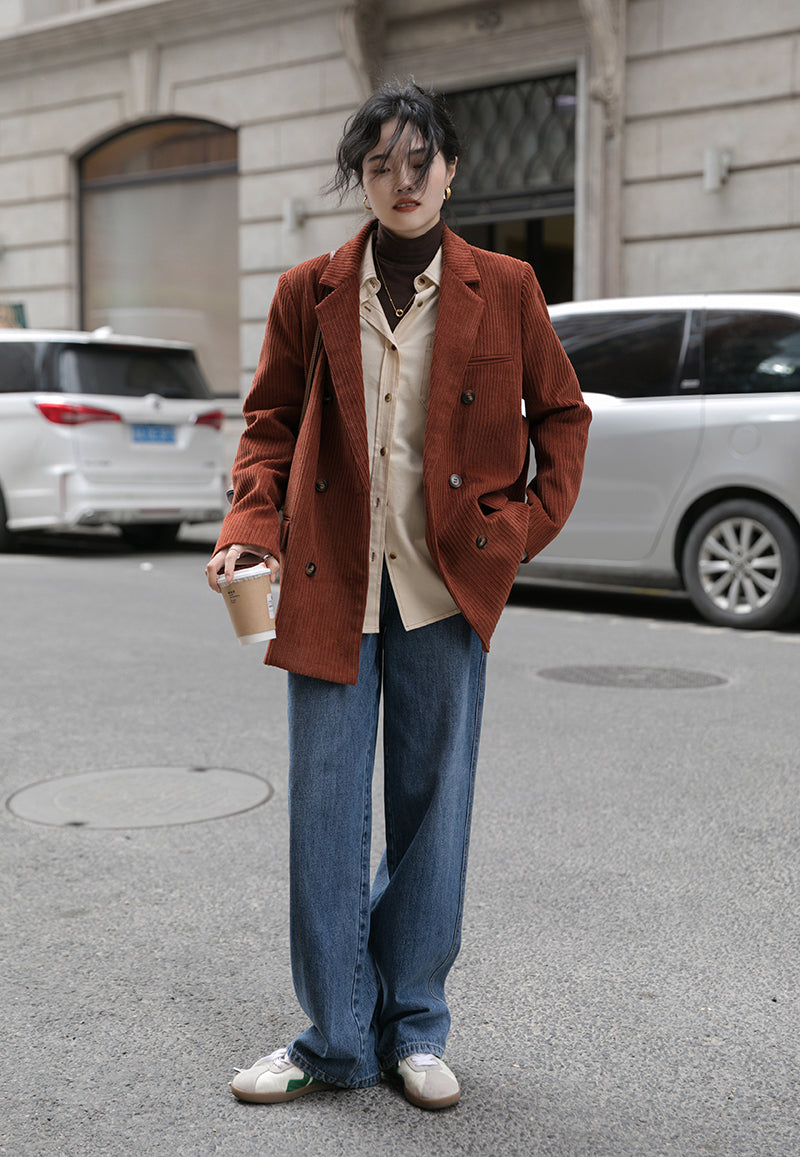 Corduroy Double Breasted Blazer Jacket (7 Colors)