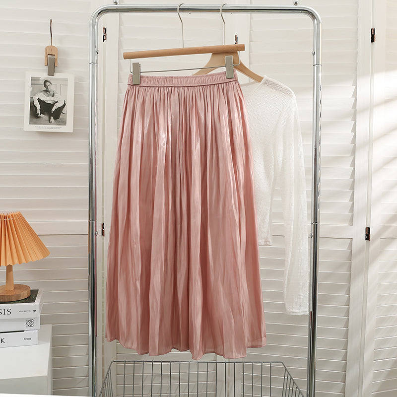 Satin Shine Midi Skirt (7 Colors)
