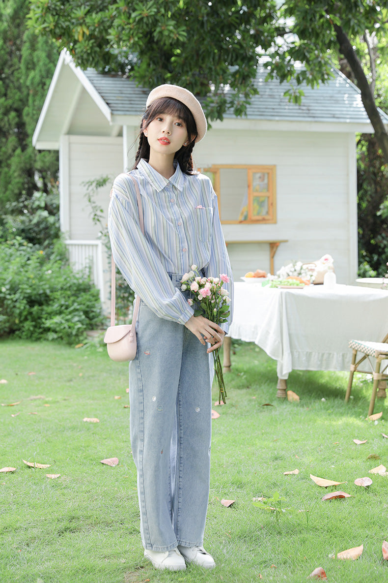 Saturn Embroidered Jeans (Light Denim)