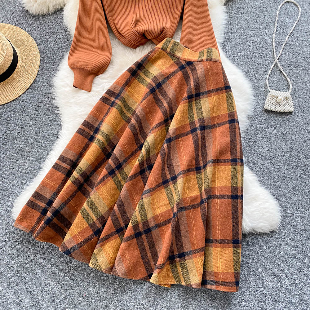 Pumpkin Spice Sweater & Skirt Set (Orange)