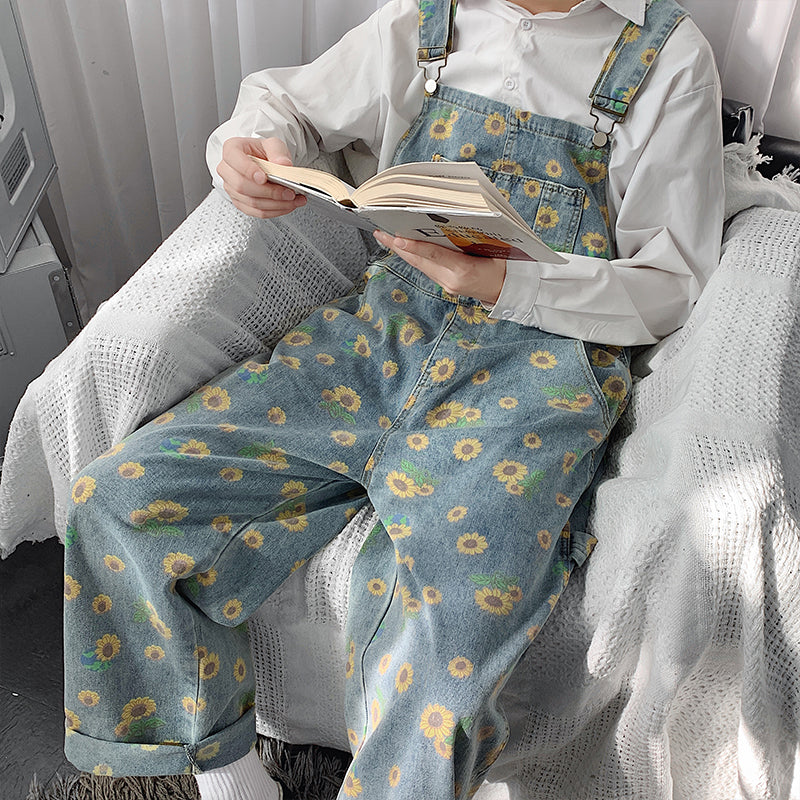 Sunflower Denim Overalls (Light Blue)