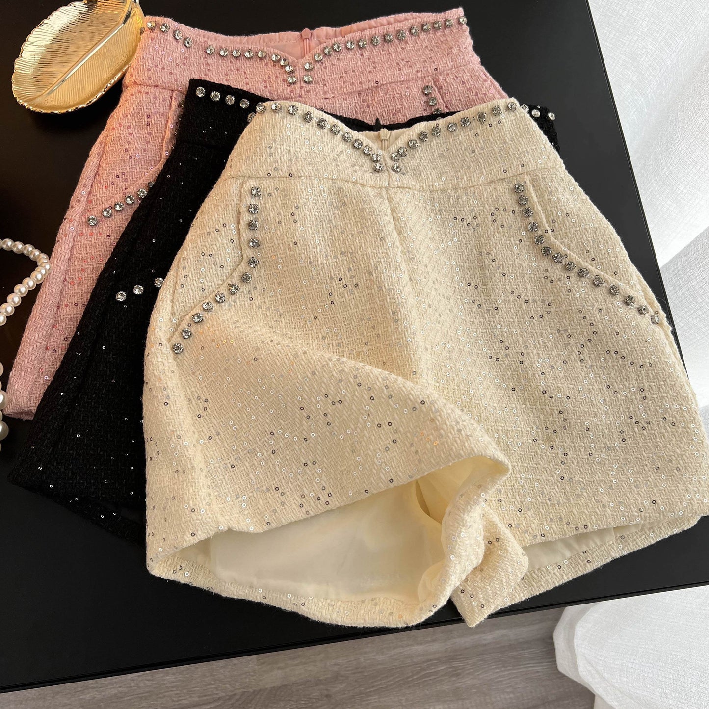 Diamante Tweed Shorts (3 Colors)
