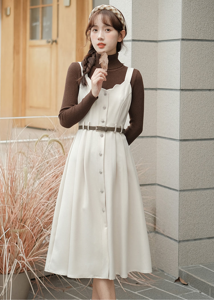 Button Up Scallop Cami Dress (3 Colors)