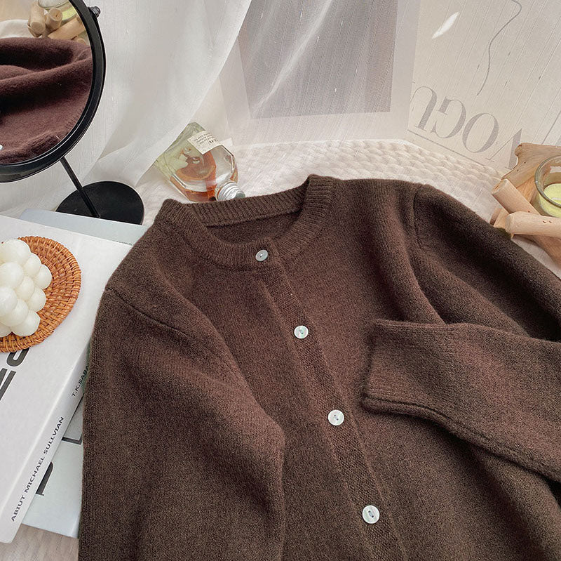 Basic Round Neck Cardigan (14 Colors)