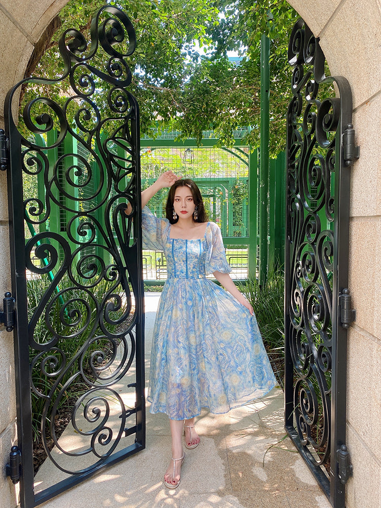 Starry Nights Midi Dress (Blue)