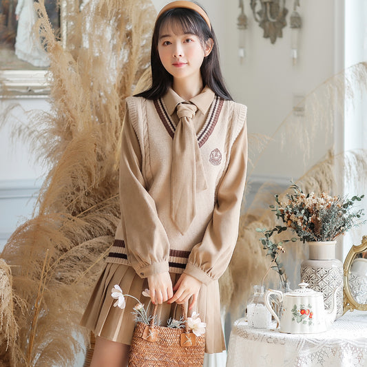 Prep School Vest & Dress Set (3 Colors)