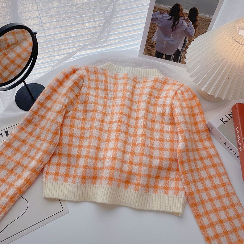 Cropped Gingham Cardigan (5 Colors)