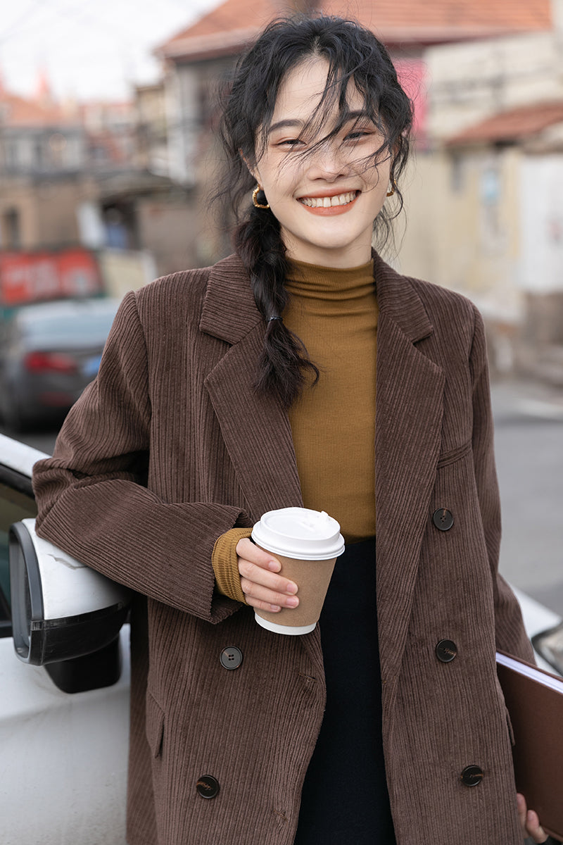 Corduroy Double Breasted Blazer Jacket (7 Colors)