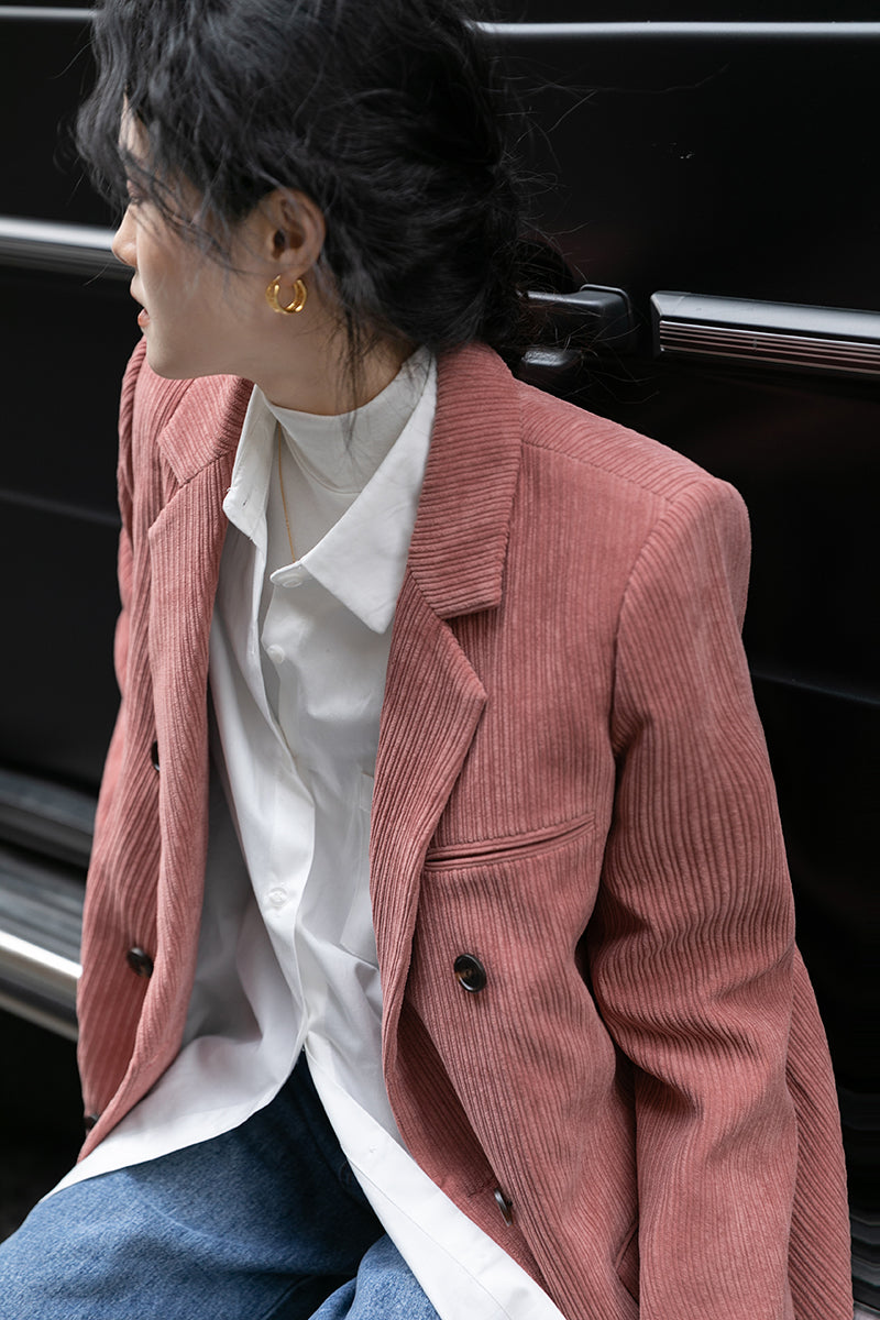 Corduroy Double Breasted Blazer Jacket (7 Colors)