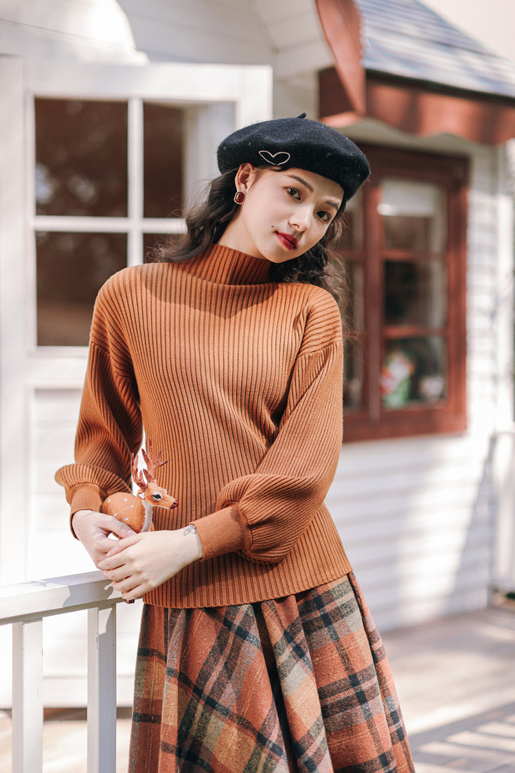 Pumpkin Spice Sweater & Skirt Set (Orange)