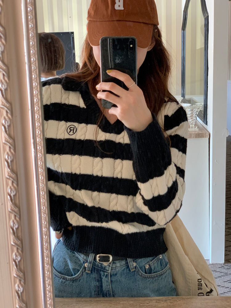Cable Knit Polo Sweater (6 Colors)