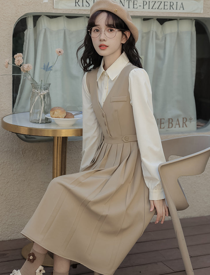 Journalist Midi Pinafore Set (2 Colors)