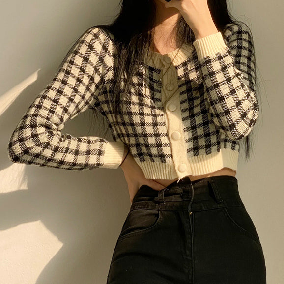 Cropped Gingham Cardigan (5 Colors)