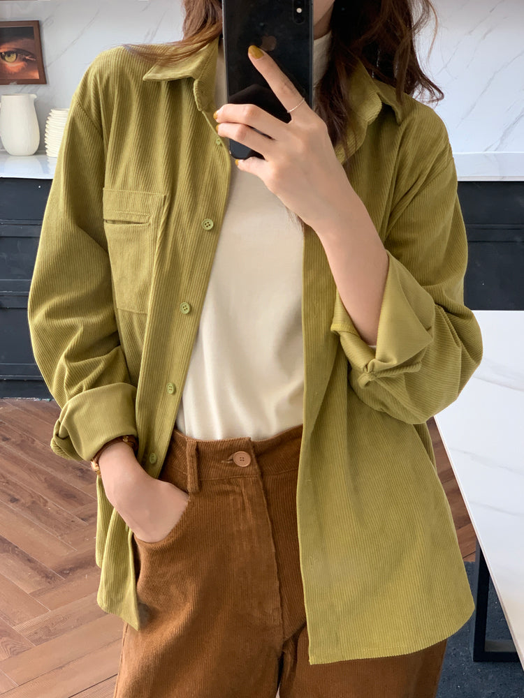 Corduroy Button Up Shirt (6 Colors)