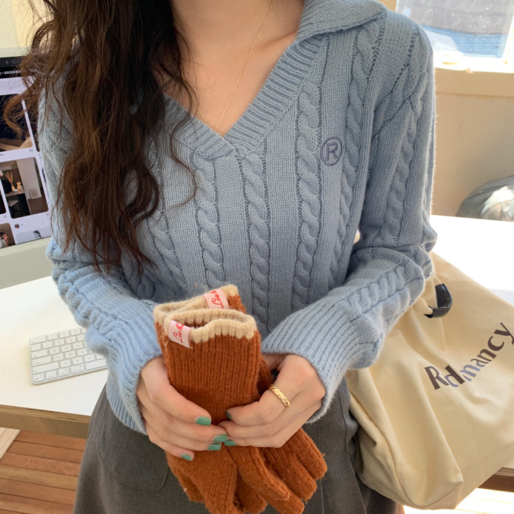 Cable Knit Polo Sweater (6 Colors)