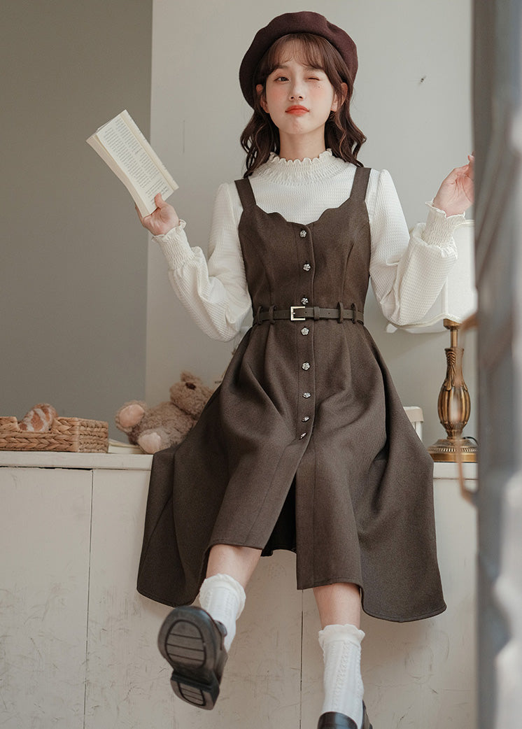 Button Up Scallop Cami Dress (3 Colors)