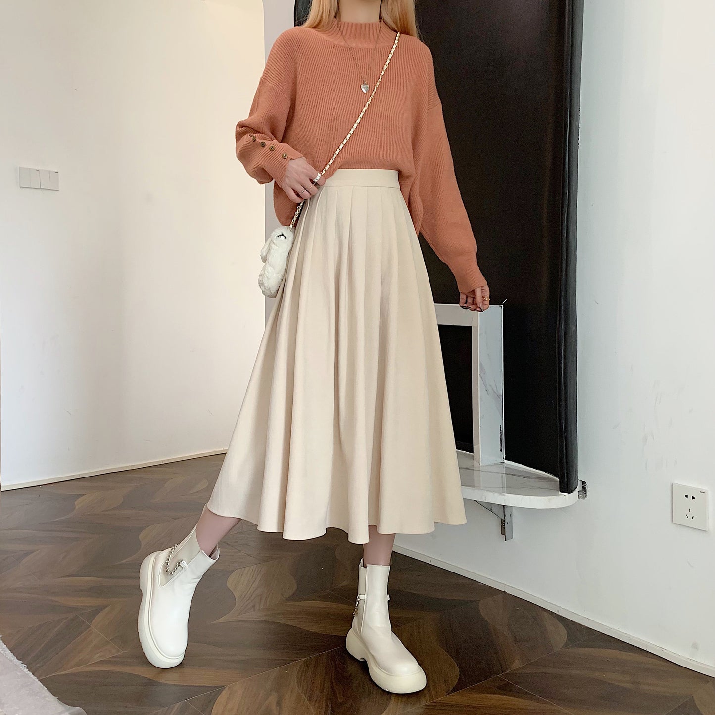 Corduroy Suede Midi Skirt (5 Colors)