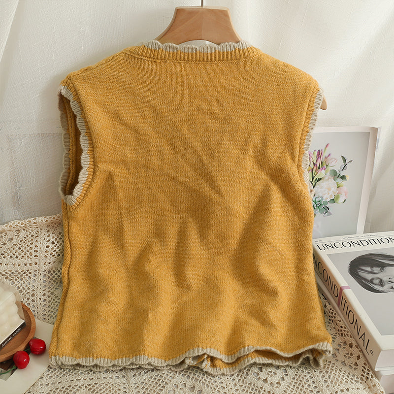 Embroidered Flower Pocket Vest (3 Colors)