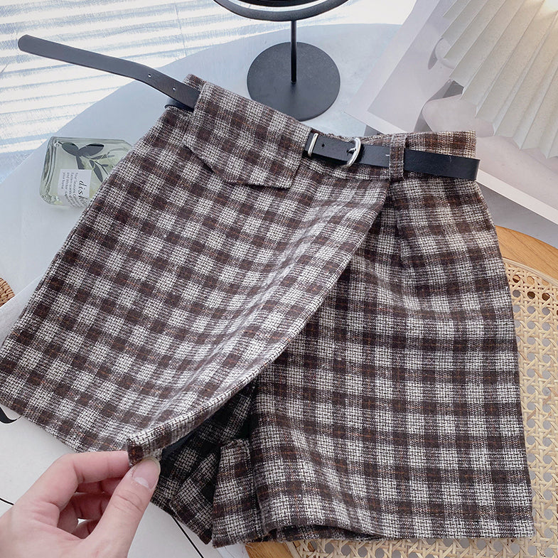 Asymmetrical Tweed Plaid Shorts (4 Colors)