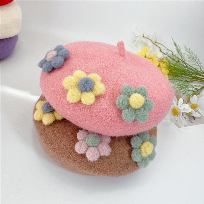 Daisy Pom Pom Beret (10 Colors)